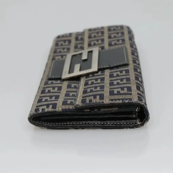 Authentic Vintage Fendi Zucchino Canvas Long Wallet - Navy & Beige - EUC - Picture 10 of 15